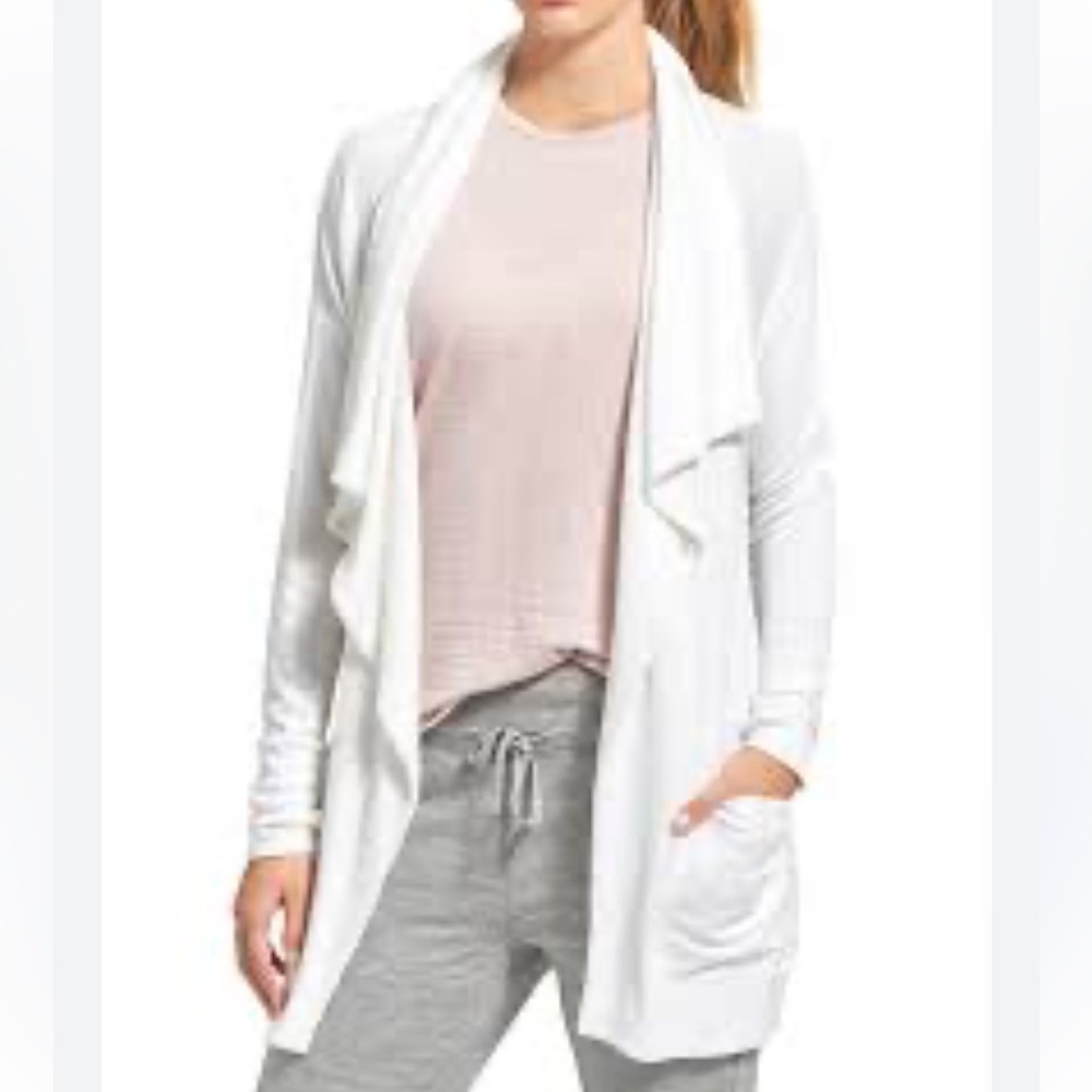 Athleta Studio Wrap Open Front White Cardigan in Size XS